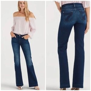 7 For All Mankind  Blue Dark Wash Dojo Denim Wide Flare Leg Jeans Size 29